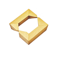 geometric wooden frame with unique twisted design, showcasing intricate craftsmanship and natural wood texture, isolated on transparency background png