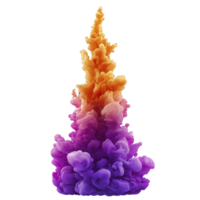 vibrant explosion of colorful ink in water creates mesmerizing abstract pattern, blending orange, pink, and purple hues in dynamic, fluid motion png