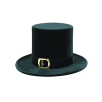 black top hat with gold buckle, often associated with historical or festive attire, is depicted against plain background. hat classic design evokes sense of tradition and elegance png