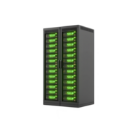 server rack with glowing green lights indicates active data processing and storage. sleek design and vibrant illumination suggest modern, efficient data center environment png