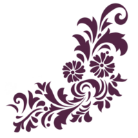 decorative floral design with intricate purple patterns and swirling leaves, creating elegant and artistic motif. design features stylized flowers and foliage, perfect for embellishments png
