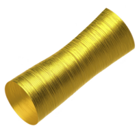 shiny, metallic gold coil with cylindrical shape, resembling spring or flexible tube, is displayed against transparency background. coil reflective surface gives it luxurious appearance png