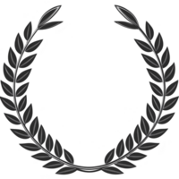 black laurel wreath with symmetrical leaves forms classic and elegant circular design, often symbolizing victory or achievement. simple yet powerful imagery evokes sense of honor and prestige png