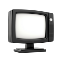 vintage black and white television with blank screen, featuring classic design and rotary dial, evokes nostalgia and retro charm. TV is set on pedestal stand png