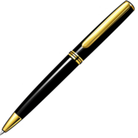 sleek black and gold pen with shiny finish, perfect for elegant writing. pen design is both modern and classic, making it suitable for professional settings png
