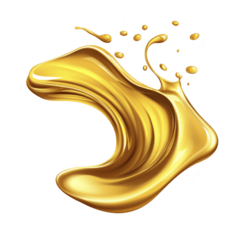 dinamico spruzzo di d'oro liquido con liscio curve e goccioline, la creazione di senso di movimento e lusso. brillante struttura e ricco colore evocare eleganza e opulenza png