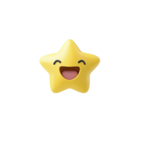 cheerful yellow star emoji with smiling face, conveying happiness and positivity. star has simple design, with bright color and expressive features, making it ideal for conveying joy digital png