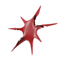 red, abstract, star shaped sculpture with jagged edges and glossy finish, featuring cracks and dynamic, modern design. piece evokes sense of movement and energy png