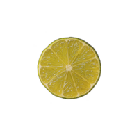 vibrant slice of lemon with visible juicy segments, isolated on transparency background, showcasing its fresh and zesty appeal png