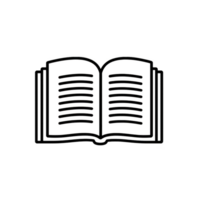 open book icon with simple black lines represents knowledge and learning. minimalist design is ideal for educational or literary themes png
