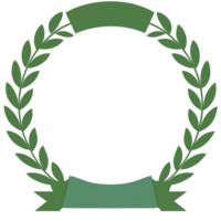 green laurel wreath with blank banners at top and bottom, symbolizing victory or achievement, is depicted. design is simple and elegant, often used for awards or certificates png