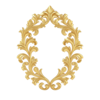 ornate, golden decorative frame with intricate floral patterns, perfect for elegant designs and luxurious themes. symmetrical design adds touch of sophistication and classic beauty png