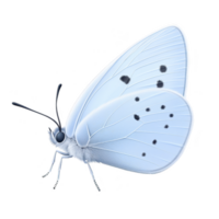 delicate, light blue butterfly with black spots its wings, showcasing intricate wing patterns and soft, fuzzy body. butterfly is isolated transparency background, highlighting its serene beauty png