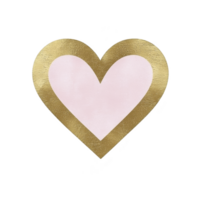 pink heart with gold border creates charming and elegant design, perfect for romantic or decorative themes. combination of colors adds touch of luxury and warmth png