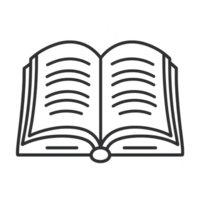 open book icon with visible pages and lines represents reading and literature. simple black outline on transparent background makes it versatile for educational or literary themes png