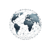 digital globo com interligado linhas e nós representa global conectividade e comunicação. rede estrutura luzes conceito do no mundo todo dados troca png