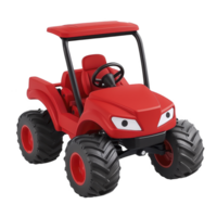 vibrant red toy tractor with large black tires and playful design, featuring steering wheel and open seating, perfect for imaginative play png