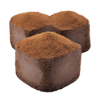 Rich chocolate truffles dusted with cocoa powder are arranged in tempting display, showcasing their smooth texture and decadent flavor. Perfect for dessert lovers png