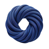 twisted, circular blue rope forms seamless loop, creating visually striking and intricate design. texture and color evoke sense of strength and elegance png