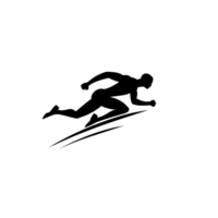 silhouette of running athlete captures essence of speed and motion, with dynamic lines emphasizing movement and energy. minimalist design highlights power and agility of runner png