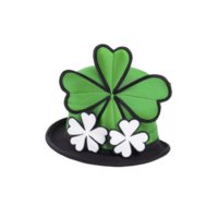 festive green hat adorned with large shamrock shapes and white clovers, perfect for celebrating St. Patrick Day with touch of whimsy and charm png