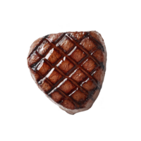 Grilled steak with perfect sear marks, juicy and tender, isolated on transparency background. steak appears well cooked, showcasing delicious and appetizing appearance png