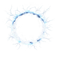 glowing electric ring with blue lightning arcs creates dynamic and energetic visual against transparency background. circular shape is filled with vibrant electric energy png