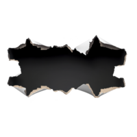 torn paper hole with jagged edges reveals dark, empty space, creating dramatic and mysterious effect. ripped paper texture adds depth and intrigue to composition png