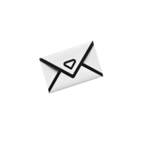 white envelope with black outline and triangular seal in center, symbolizing communication and correspondence. design is simple and modern png