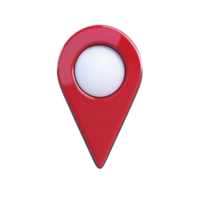 3D red map pin icon with glossy finish and white circular center, symbolizing location or navigation. design is simple and modern, often used in digital maps and applications png