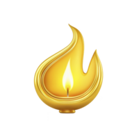golden flame icon with glowing light, symbolizing warmth and energy. design is sleek and modern, with smooth curves and bright, inviting appearance png