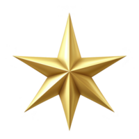 shiny, golden, five pointed star with 3D appearance is set against transparent background, symbolizing excellence and achievement png