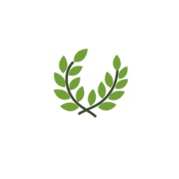 simple green laurel wreath with black outline symbolizes victory and achievement. design is minimalistic and elegant, often used in awards and emblems png