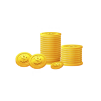 Golden coins stacked and scattered, symbolizing wealth and prosperity. shiny currency is depicted in digital illustration, emphasizing financial success and economic growth png