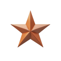 3D metallic star with shiny copper finish, featuring symmetrical five pointed design. star reflective surface adds modern and elegant touch, suitable for decoration or awards png
