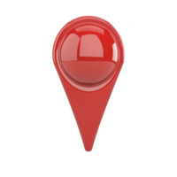 shiny red map pin icon with glossy finish, symbolizing location or navigation. pin is isolated on transparency background, emphasizing its vibrant color and sleek design png