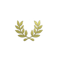 golden laurel wreath symbol on transparency background, representing victory and achievement. design is simple and elegant, often used in awards and emblems png