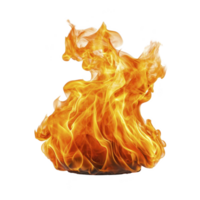 vibrant, dynamic flame with swirling orange and yellow hues dances against transparent background, evoking warmth and energy. fire movement is captivating and intense png
