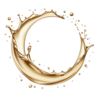 golden liquid splash forms circular shape, resembling letter C with dynamic motion and elegance. metallic sheen and fluidity create luxurious and artistic impression png