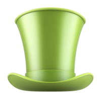 vibrant green top hat with smooth, shiny finish, evoking whimsical and playful feel. hat wide brim and tall crown give it classic, yet fun appearance png