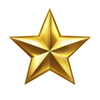 shiny golden star with three dimensional appearance, featuring sharp edges and reflective surface, symbolizing excellence and achievement png
