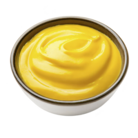 bowl of smooth, creamy yellow mustard is displayed, showcasing its vibrant color and rich texture, perfect for adding flavor to various dishes png