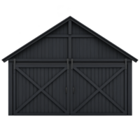 rustic wooden barn with triangular roof and large double doors, showcasing classic rural design. structure is made of dark wood, giving it vintage and sturdy appearance png