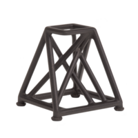 black metal jack stand with triangular base and cross bracing for stability, used for supporting vehicles during maintenance. sturdy design ensures safety and reliability png