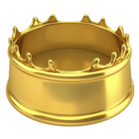 shiny golden crown with smooth, polished surface and pointed tips encircling top, symbolizing royalty and elegance. crown reflective quality adds luxurious touch png