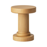 wooden stool with cylindrical design and fluted details, resembling classical column, adds touch of elegance to any space. Its natural wood finish enhances its aesthetic appeal png
