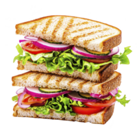 delicious grilled sandwich with layers of fresh lettuce, tomato, cucumber, and red onion between slices of toasted bread. Perfect for healthy and satisfying meal png