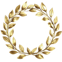 golden laurel wreath with detailed leaves, symbolizing victory and achievement, is depicted in this image. elegant design and shiny finish convey sense of prestige and honor png