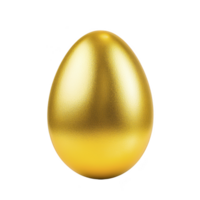 shiny golden egg stands out against plain background, symbolizing wealth and prosperity. smooth metallic surface reflects light, creating luxurious and elegant appearance png