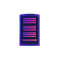 vibrant, futuristic illustration of server rack with glowing neon colors, showcasing digital and technological theme. design features gradient of purple and pink hues, creating modern and sleek png